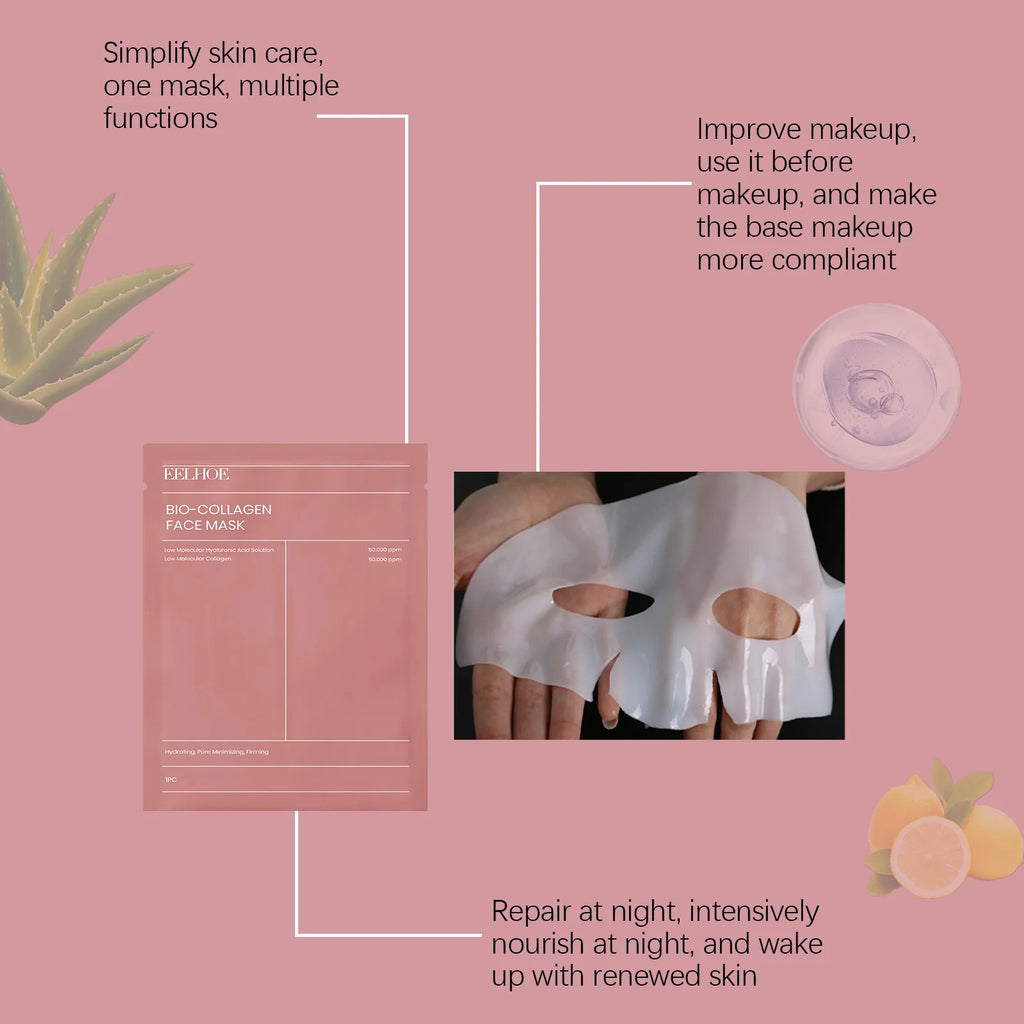 Bio Collagen Face Mask3/ 5/10pcs, Deep Hydrating, Pore Minimizing, Moisturizing Overnight Mask for All Skin Types ﻿