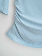 Korean style Women Summer Sexy Bat Sleeve Slash Neck Off Shoulder T-shirt Cinching Waist Solid Slim Top