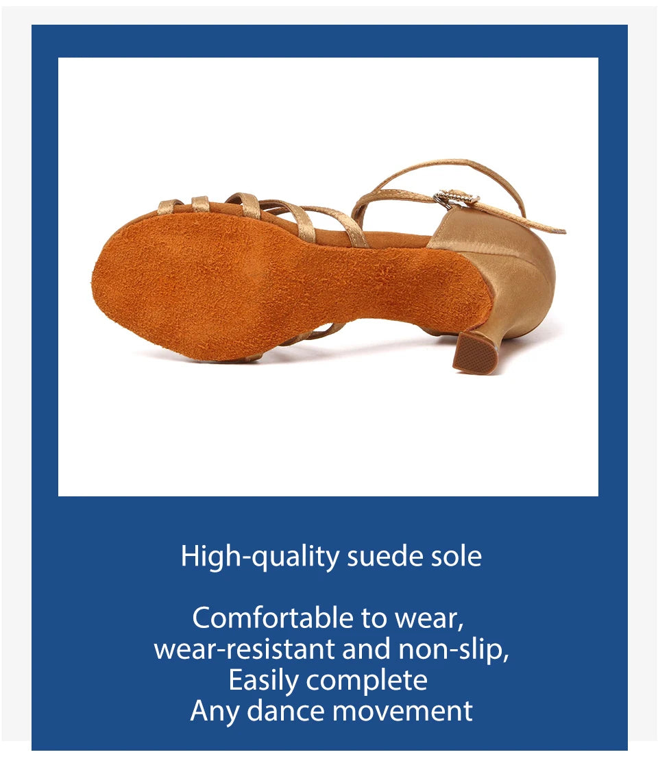 Latin Dance Shoes Women Suede Soles Tango Indood Dancing Shoes Cuban Heels Party High Heel Ballroom Dance Shoes Wholesale