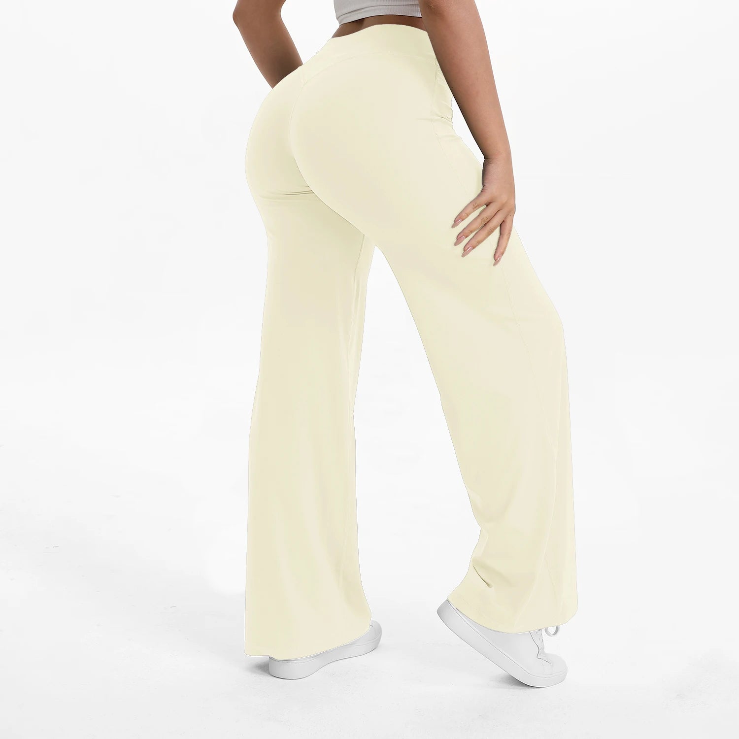 NCLAGEN SoftMotion Straight Leg Bottoms Women's Mid-Waist Yoga Pants GYM Leggings Naked Feel Pilates Running Sports Trousers
