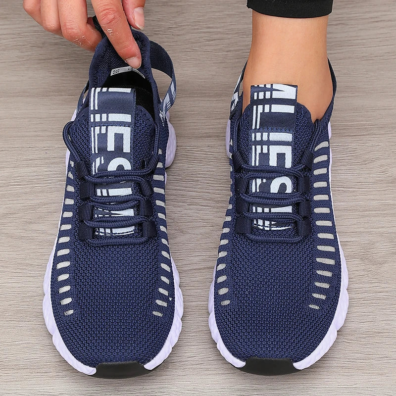 Women's Sports Shoes Mesh Lightweight Soft Sole Jogging Strap Breathable Fashion Sports Walking Casual Tennis Flat Shoes for Men
