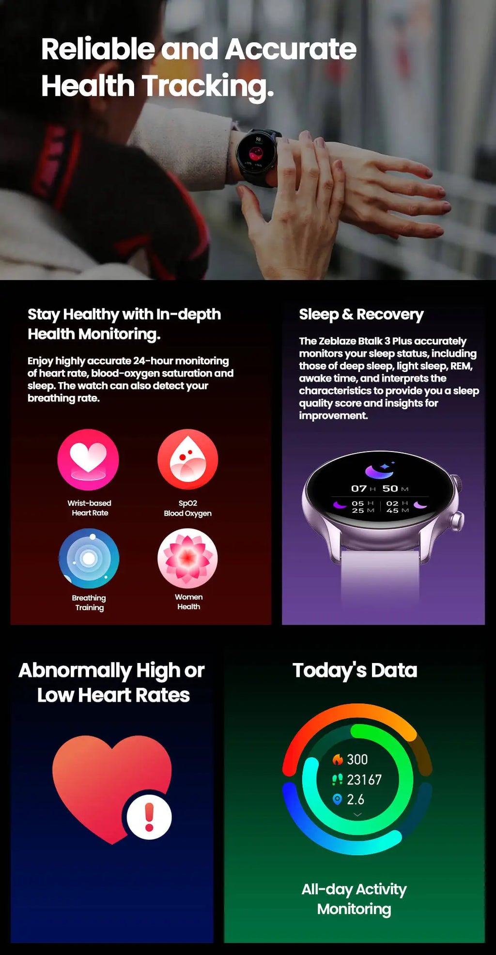 New Zeblaze Btalk 3 Plus Voice Calling Smart Watch 1.39'' Large HD Color Display Fitness Tracking Smartwatch for Men and Ladies