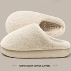 Winter Women's Faux Fur Warm Slippers-Plush Toe-Cover Slip-Resistant Cotton House Shoes,Soft Cozy Indoor Slides with Thick Sole