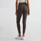 Solid Color Back Waist Pocket High Waist Yoga Legging Women Sport Cropped Pants Butter Athletic Gym Comprehensive Training Jog